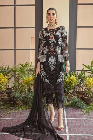 Pakistani Party Dress with Capri in Black Color #PF200