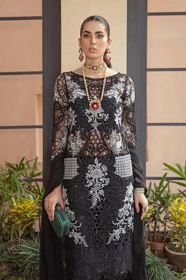 Pakistani Party Dress with Capri in Black Color #PF200