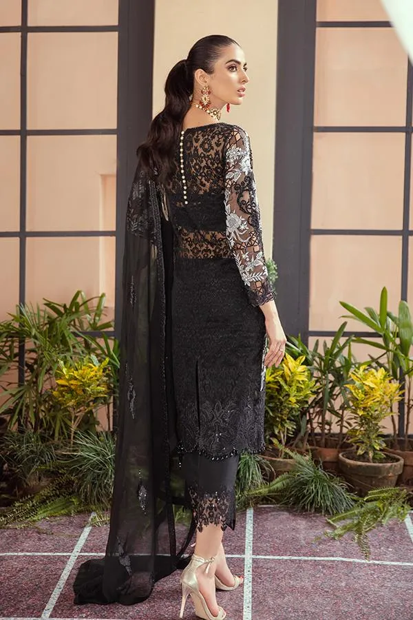 Pakistani Party Dress with Capri in Black Color #PF200