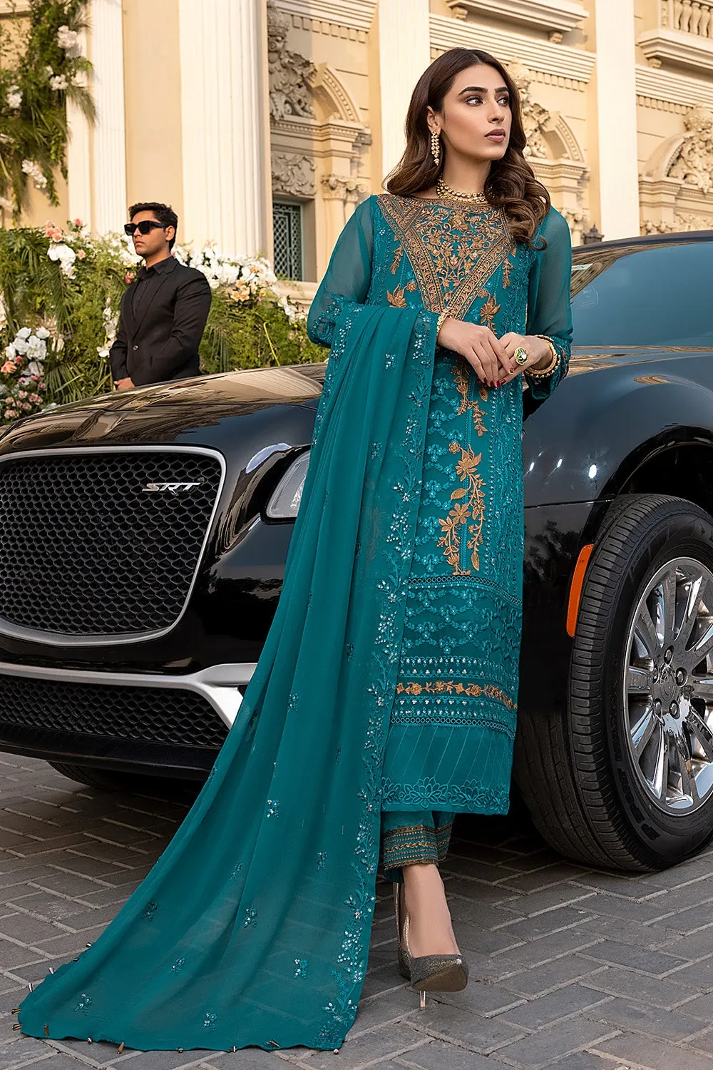 Party Wear Pakistani Salwar Kameez in Teal Shade #PF411