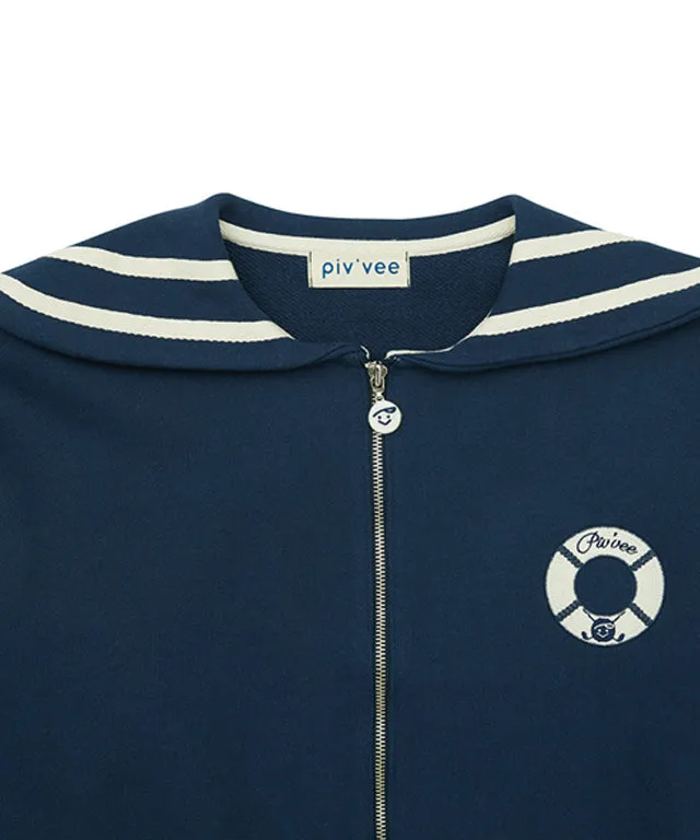 PIV'VEE Marin Zip-Up Hoodie - Navy