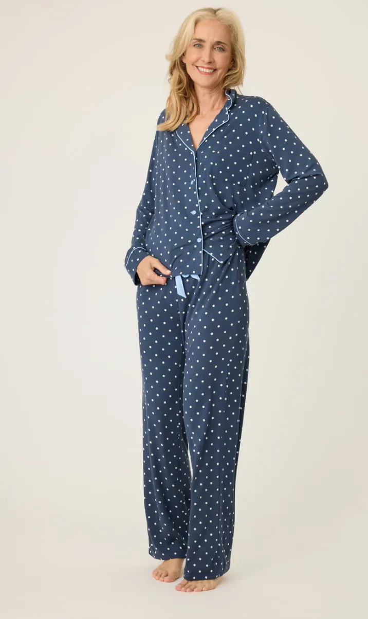 PJ Salvage Polka Dot Party Pyjamas Navy