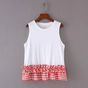 Plaid Patchwork Tank Top