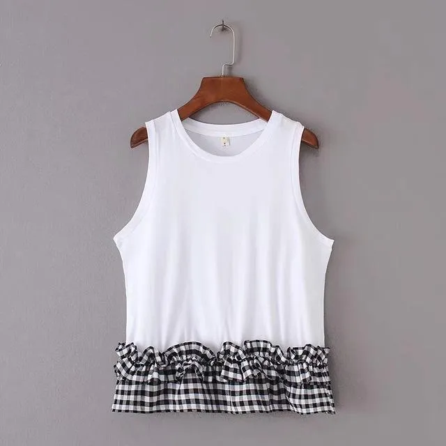 Plaid Patchwork Tank Top