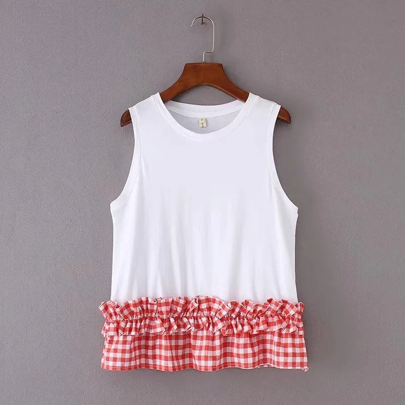 Plaid Patchwork Tank Top
