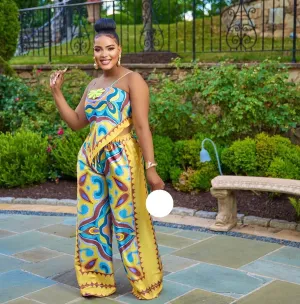 Printed Top   Straight Pants Set