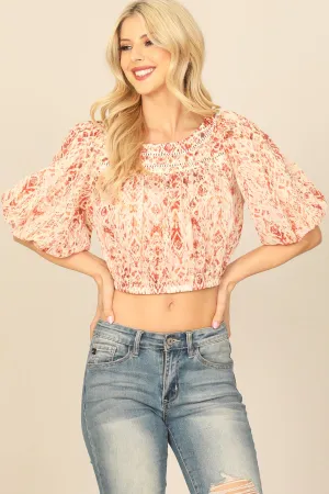 PUFF SLEEVE PRINTED TOP