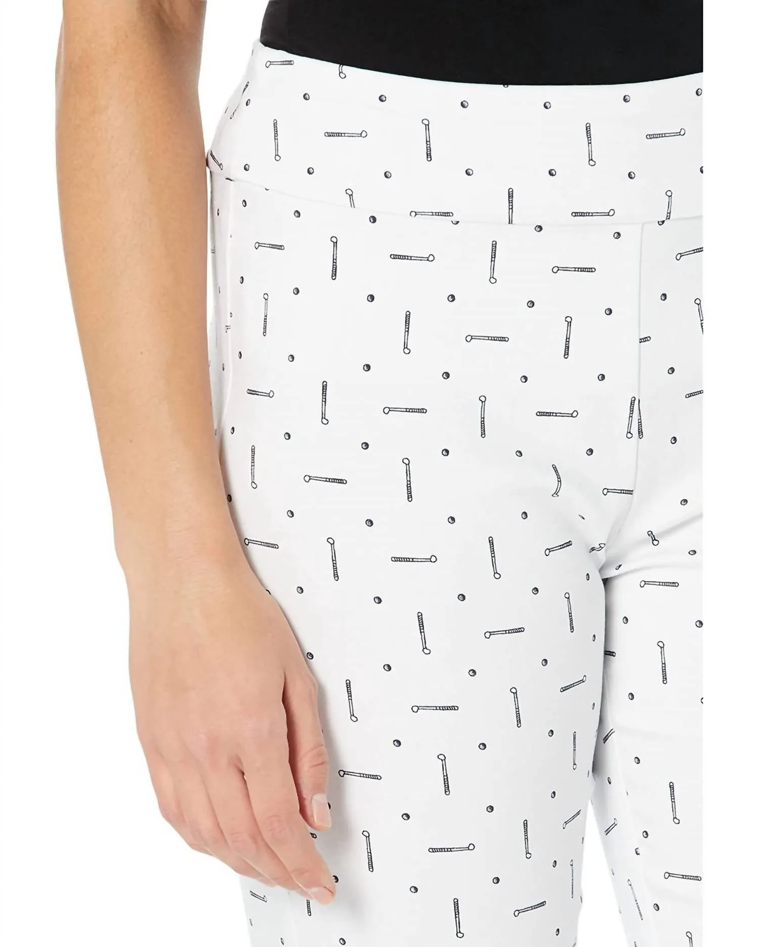 Pull-On Printed Ankle Pants In White Golf Clubs