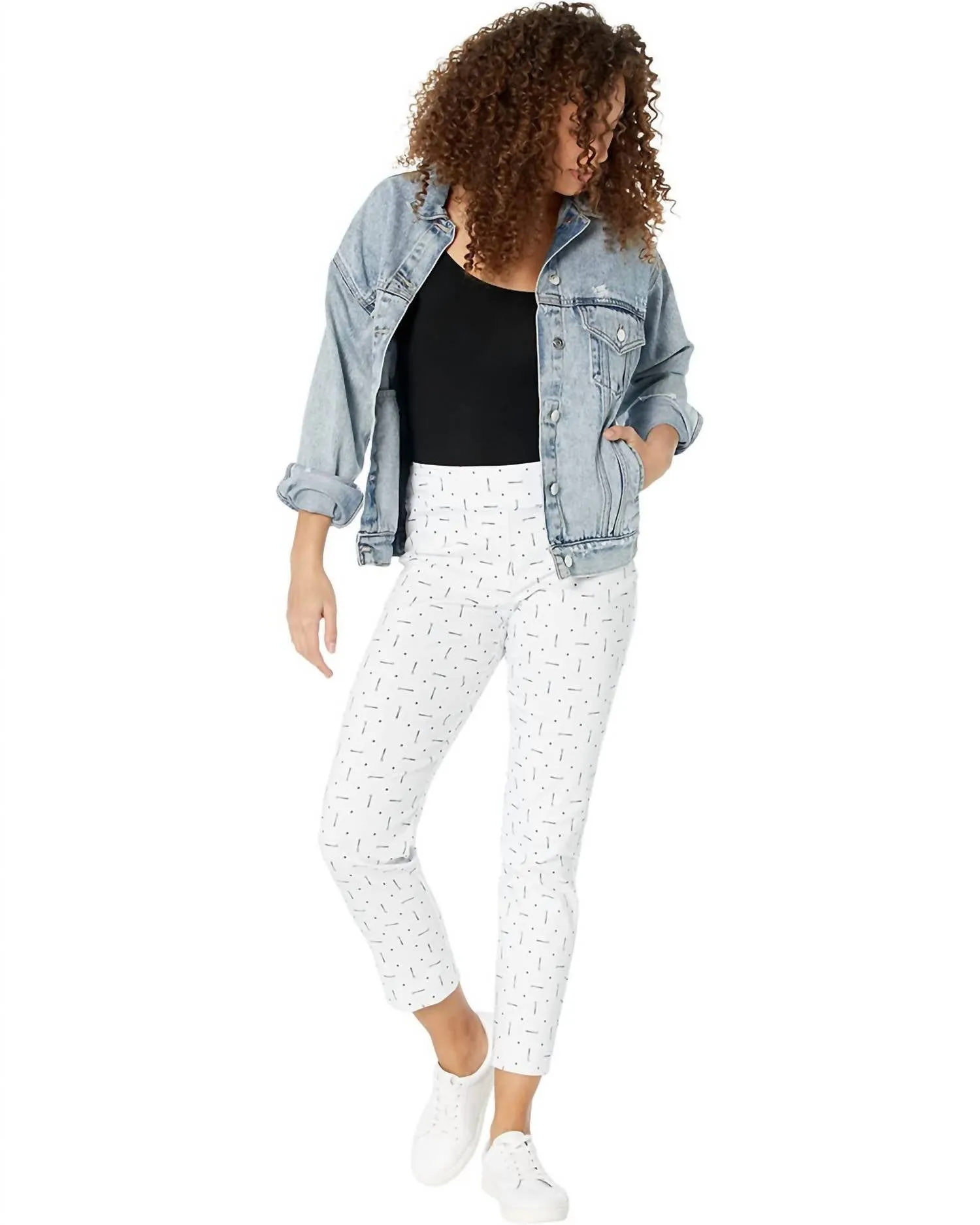 Pull-On Printed Ankle Pants In White Golf Clubs