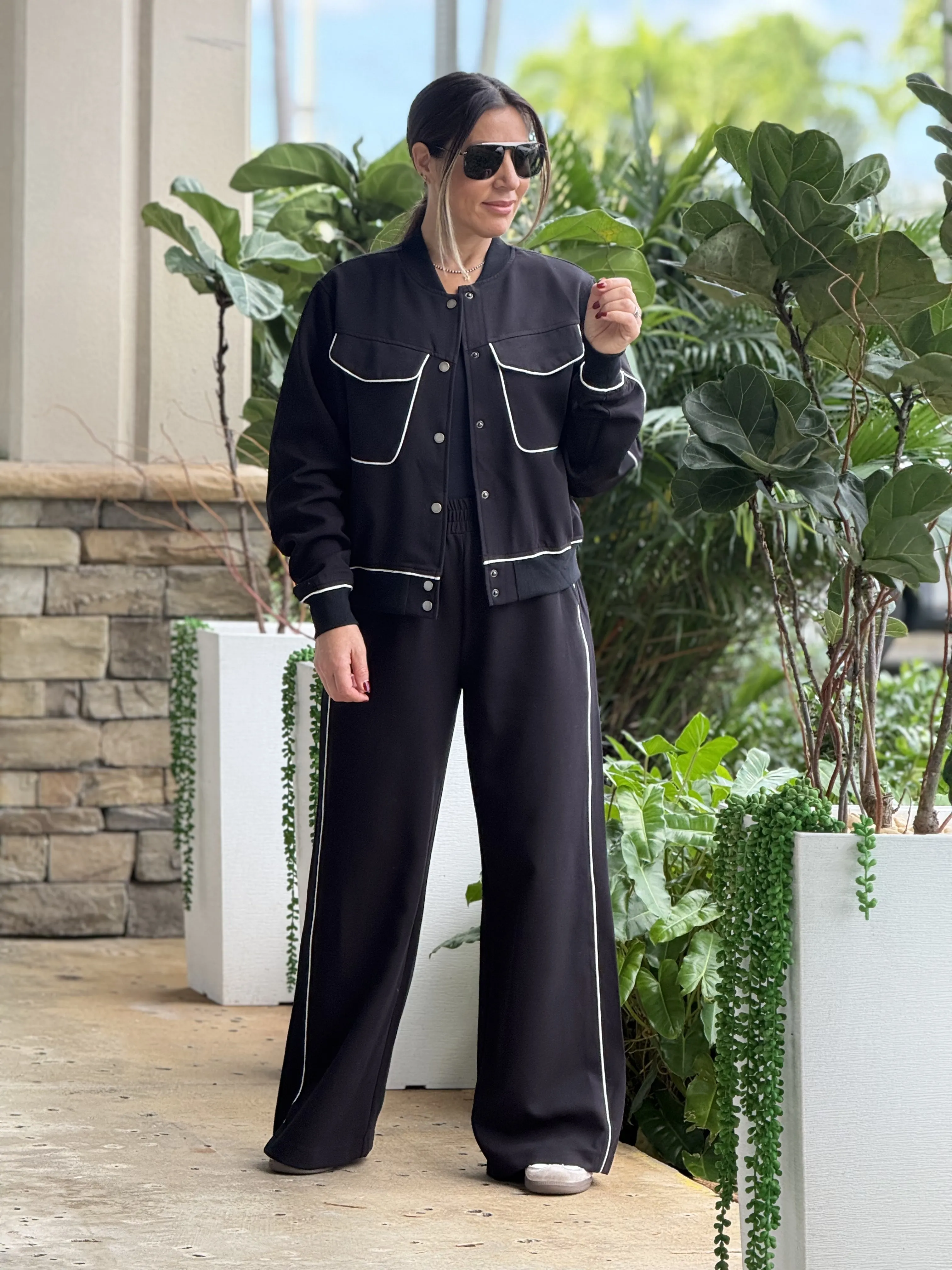 "Amanda"  Bomber jacket And Matching Straight Leg Trouser Set