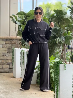 "Amanda"  Bomber jacket And Matching Straight Leg Trouser Set