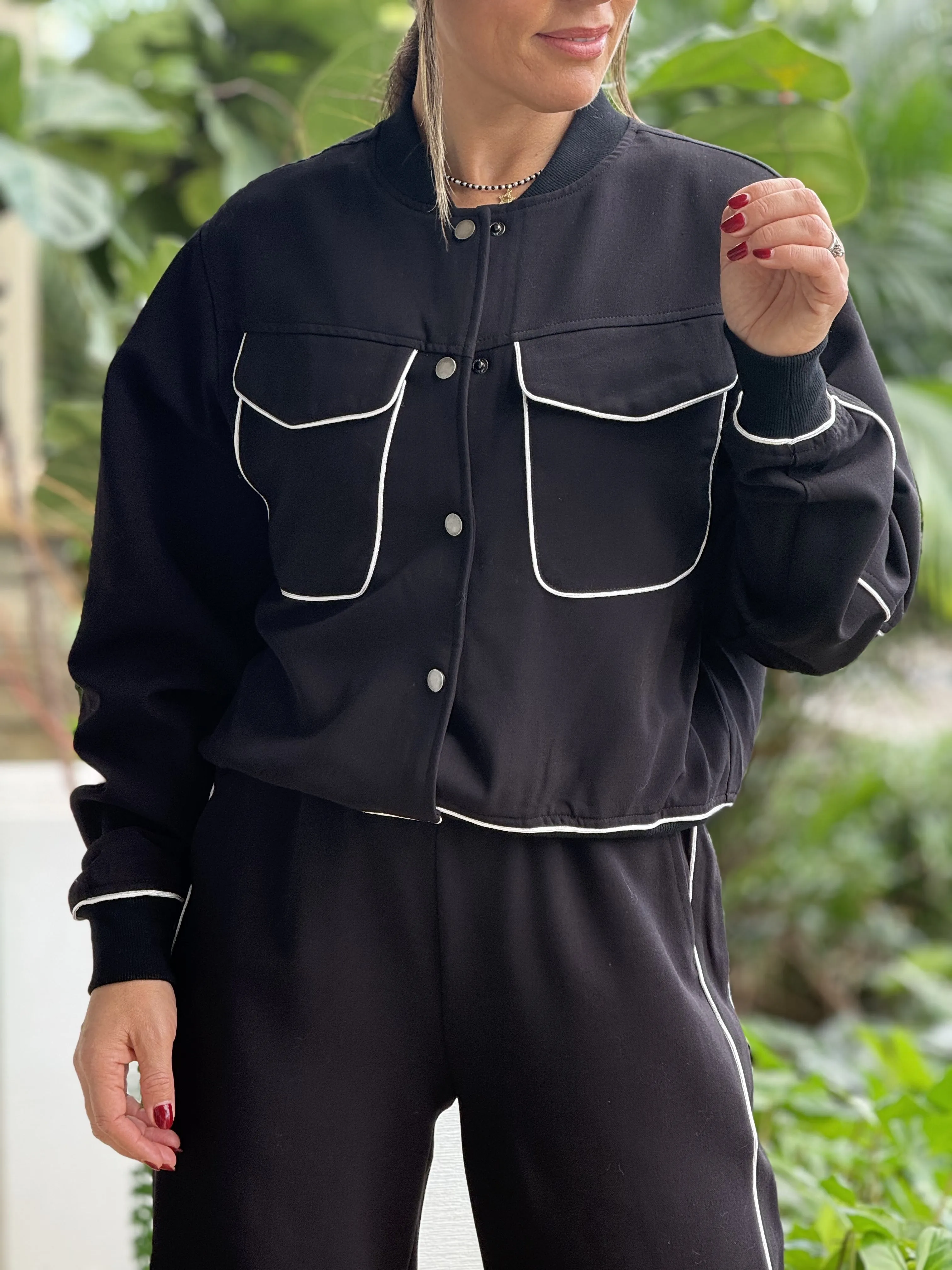 "Amanda"  Bomber jacket And Matching Straight Leg Trouser Set