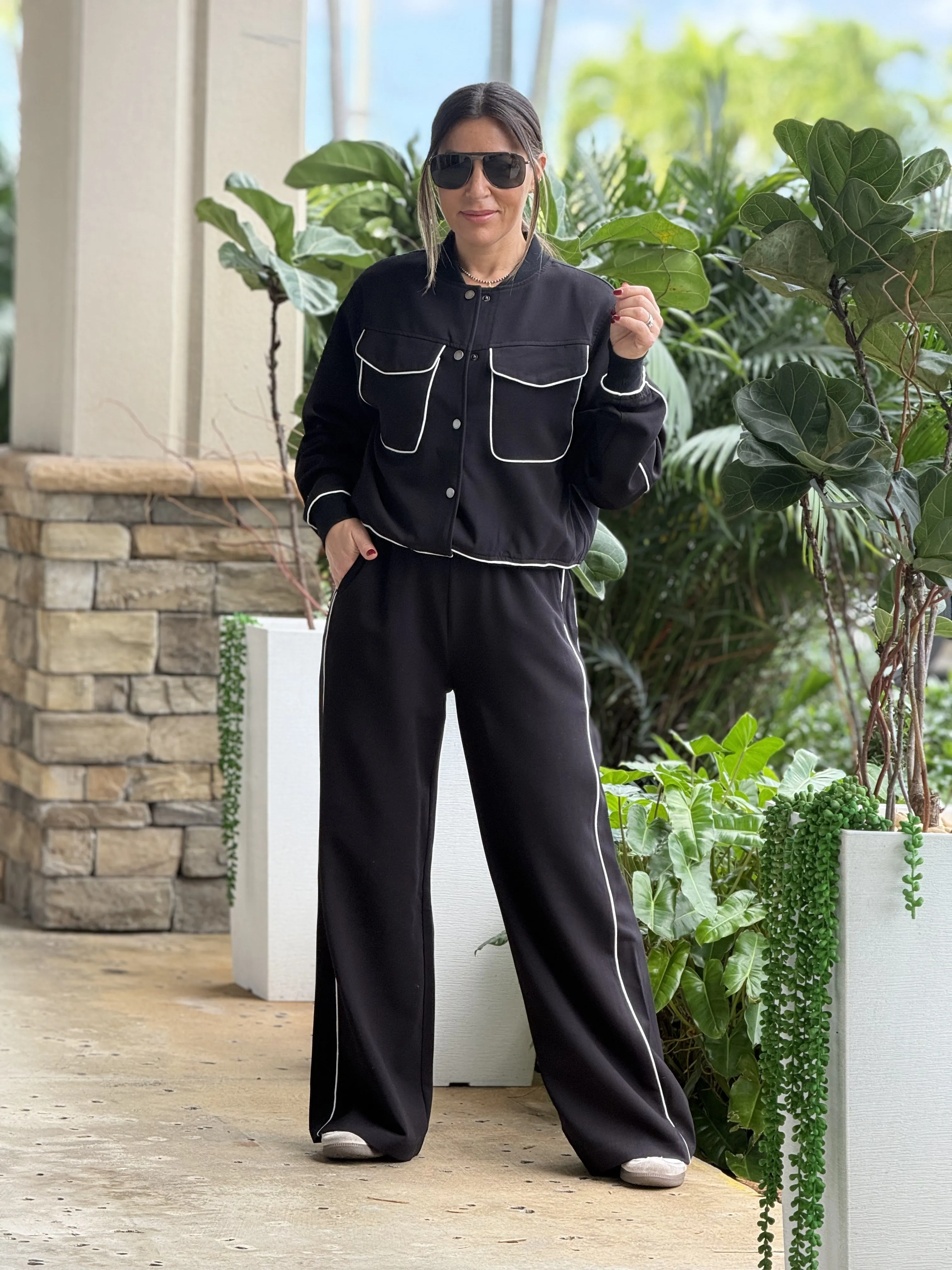 "Amanda"  Bomber jacket And Matching Straight Leg Trouser Set