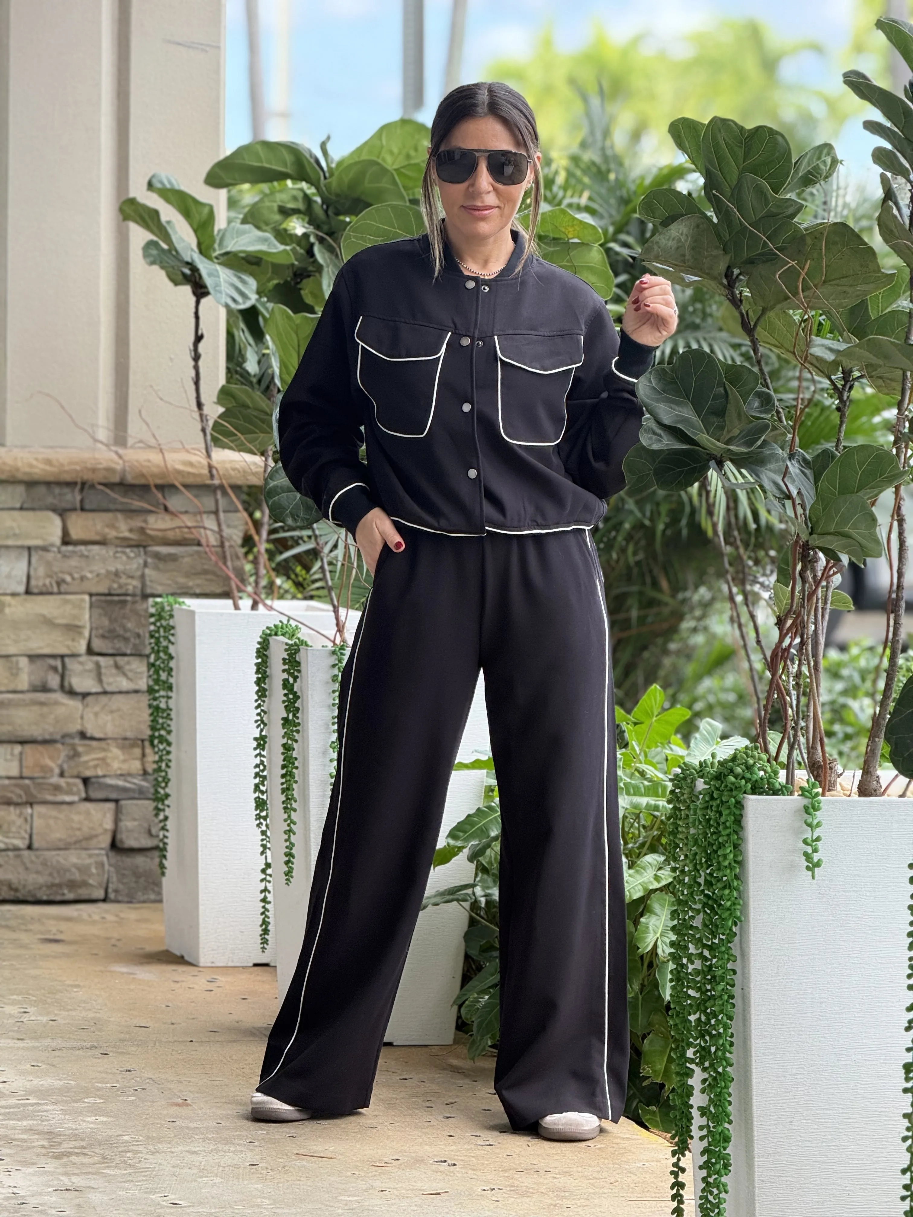 "Amanda"  Bomber jacket And Matching Straight Leg Trouser Set