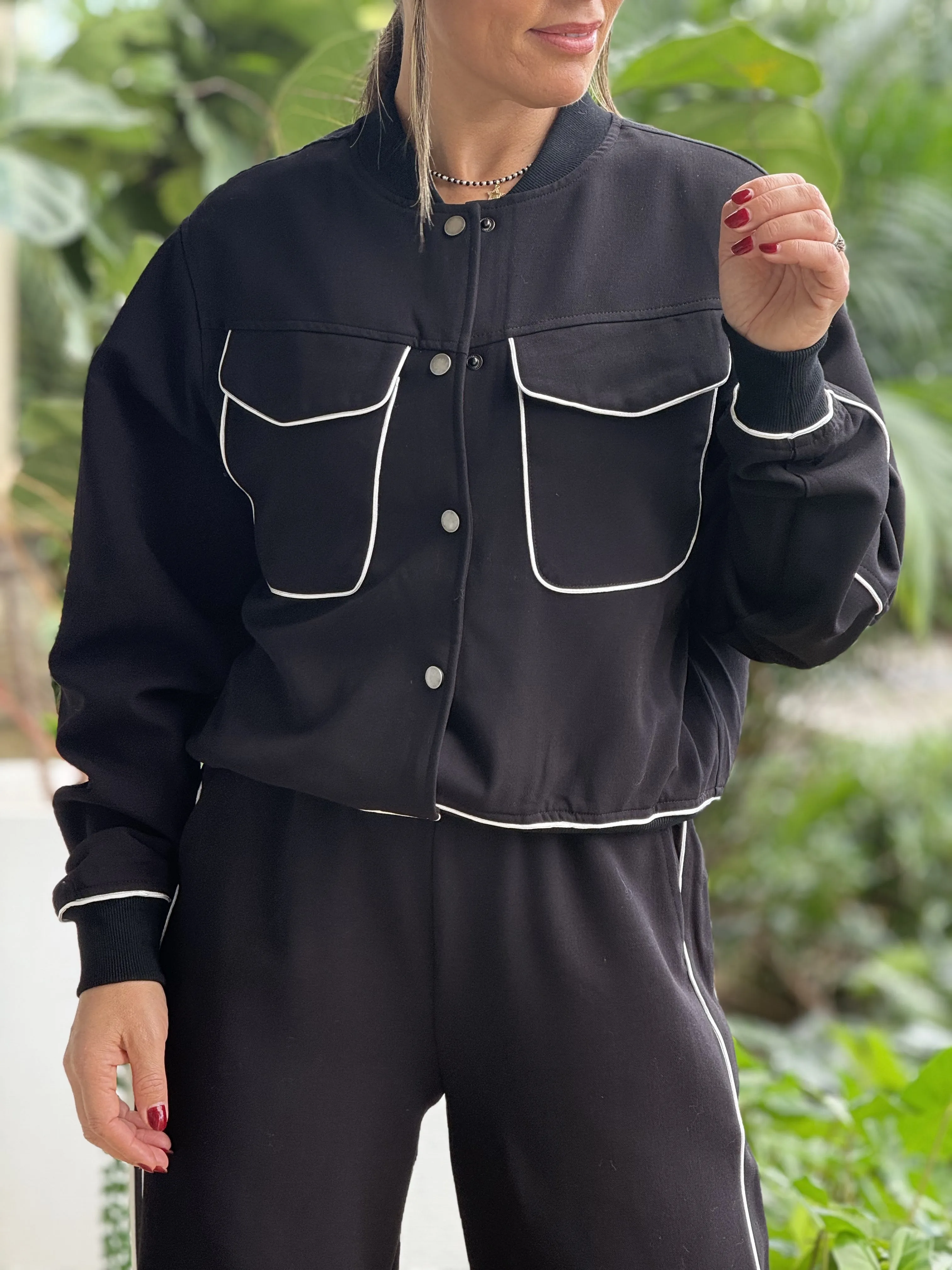 "Amanda"  Bomber jacket And Matching Straight Leg Trouser Set