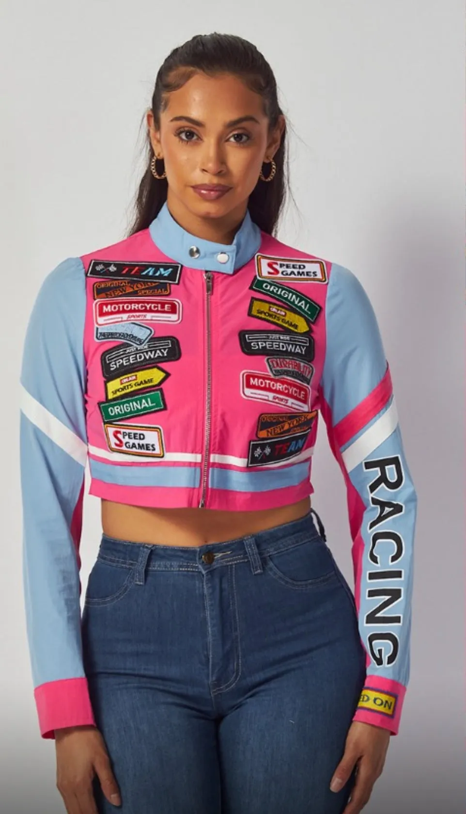 Racing Patch Crop Jacket