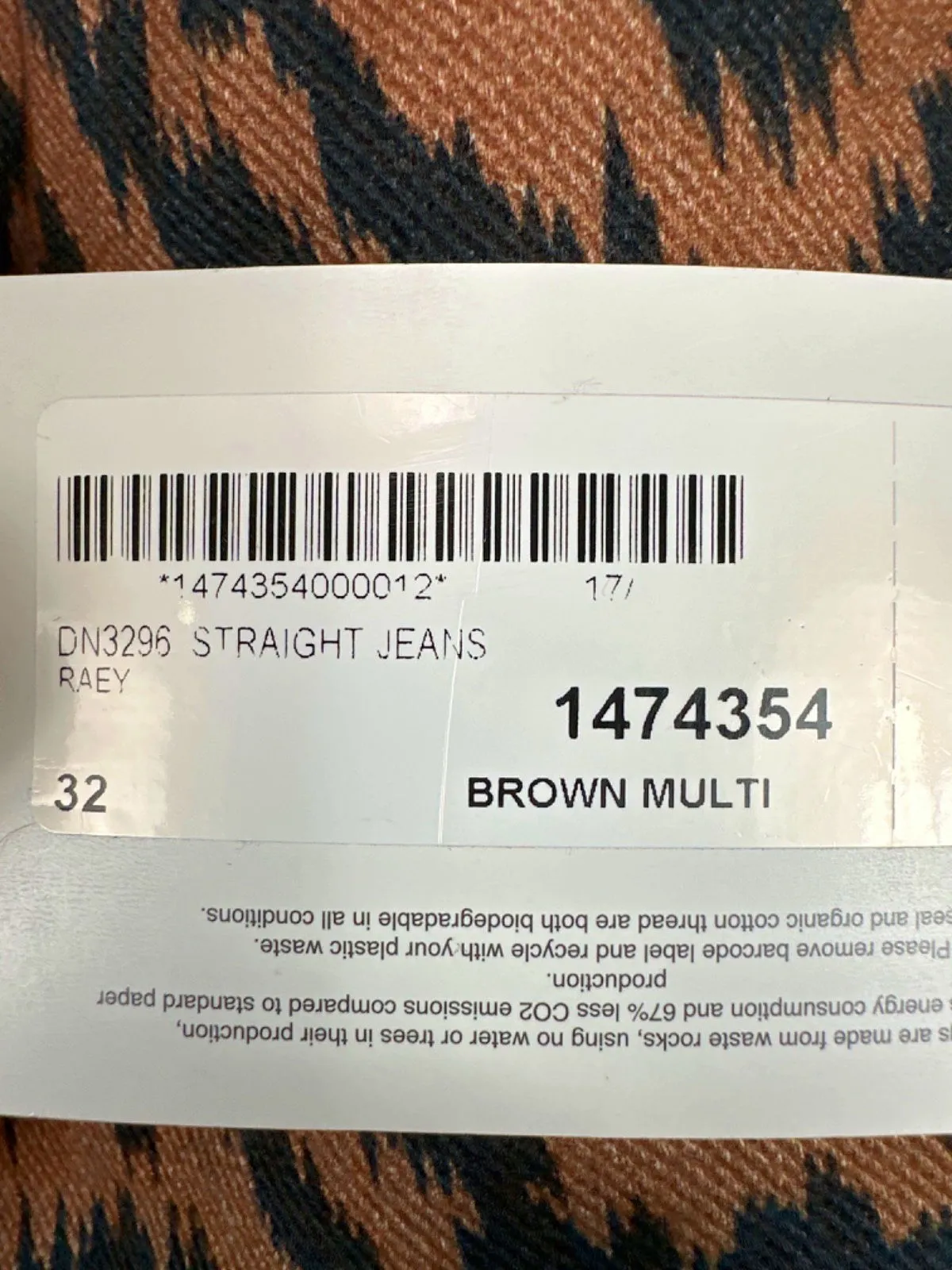 Raey Brown Multi Straight Jeans W32