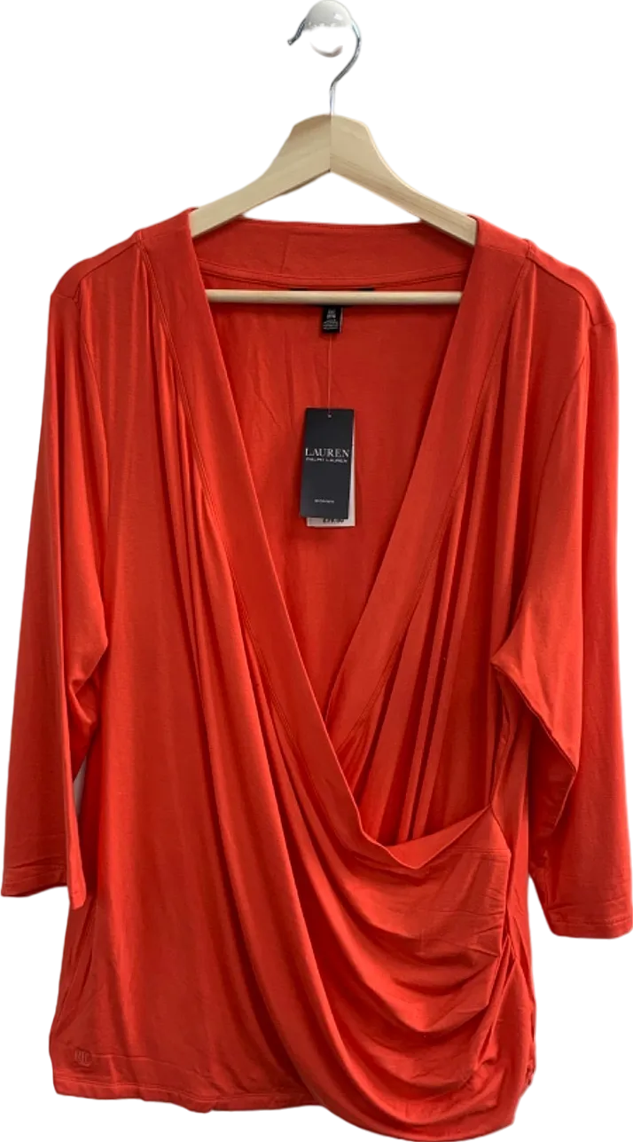 Ralph Lauren Orange Alayja 3/4 Knit Top XXXL