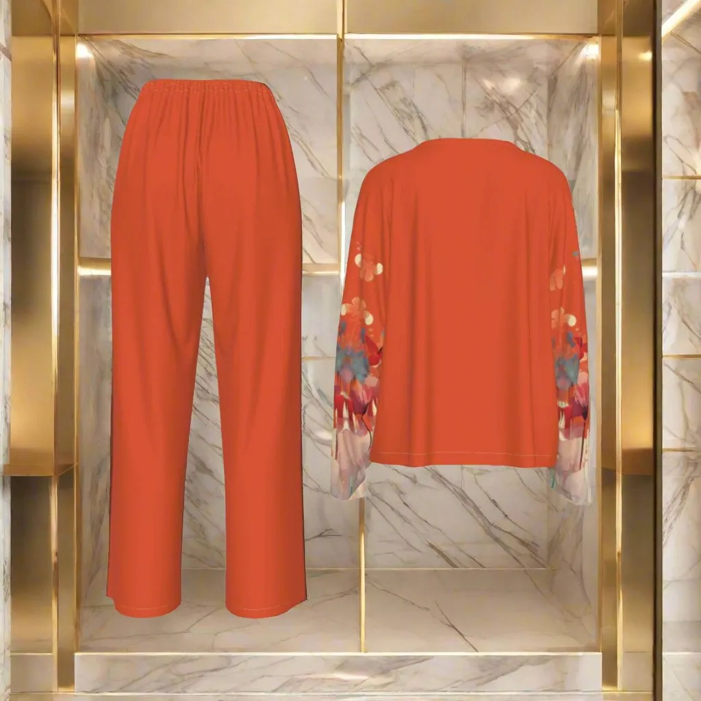Red Zazzle Women's Casual Long-Sleeves Trouser Set