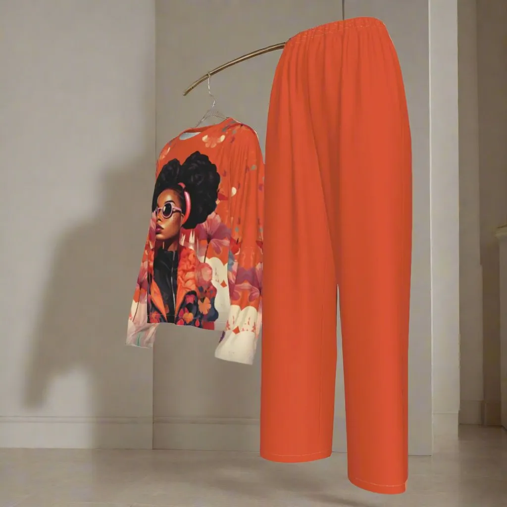 Red Zazzle Women's Casual Long-Sleeves Trouser Set