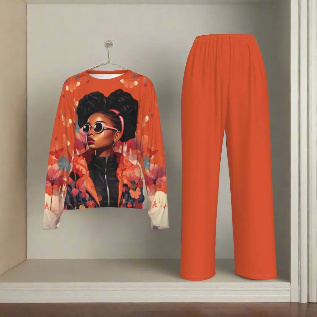 Red Zazzle Women's Casual Long-Sleeves Trouser Set