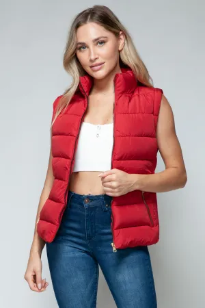 Red Zip Up Turtleneck Vest with Pockets