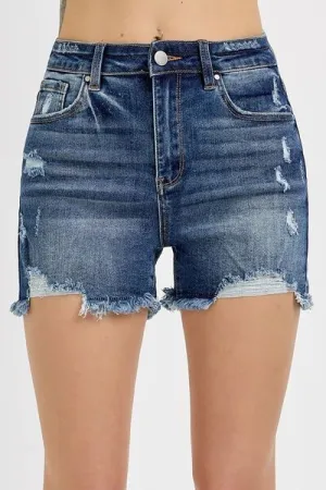 RISEN Distressed Hem Denim Shorts