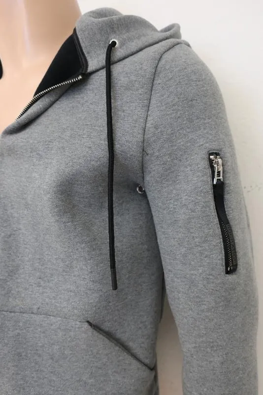 Roc Nation Zip-Up Hoodie Sweatshirt Heather Gray Stretch Cotton Size Small