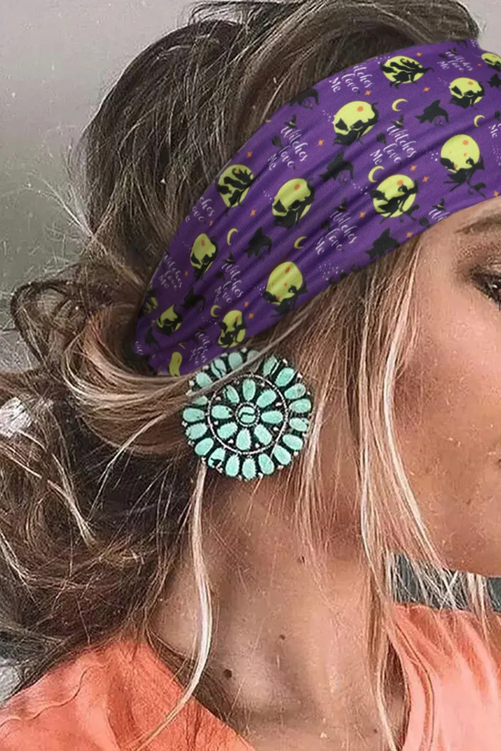 Russet Orange Crossed Detail Halloween Printed Headband