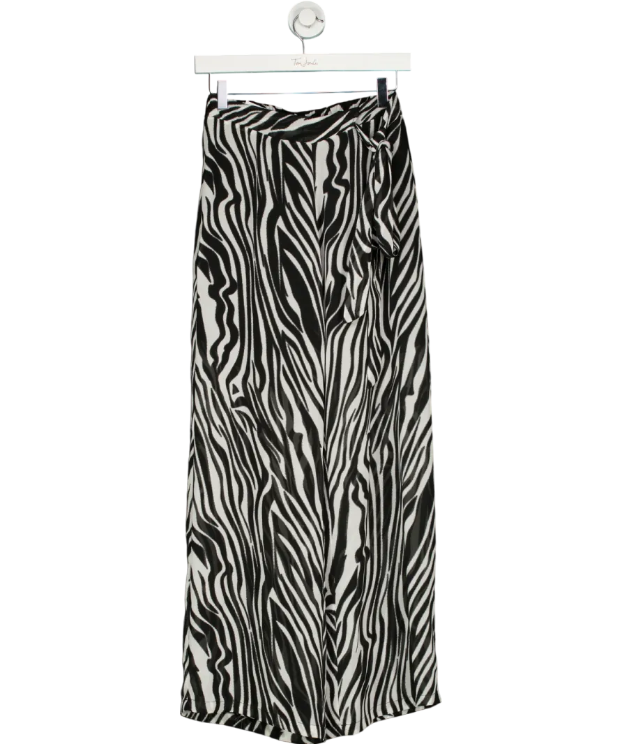 S-DEER Black Zebra Striped Straight Leg Pants UK S