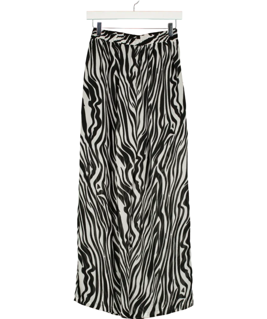 S-DEER Black Zebra Striped Straight Leg Pants UK S