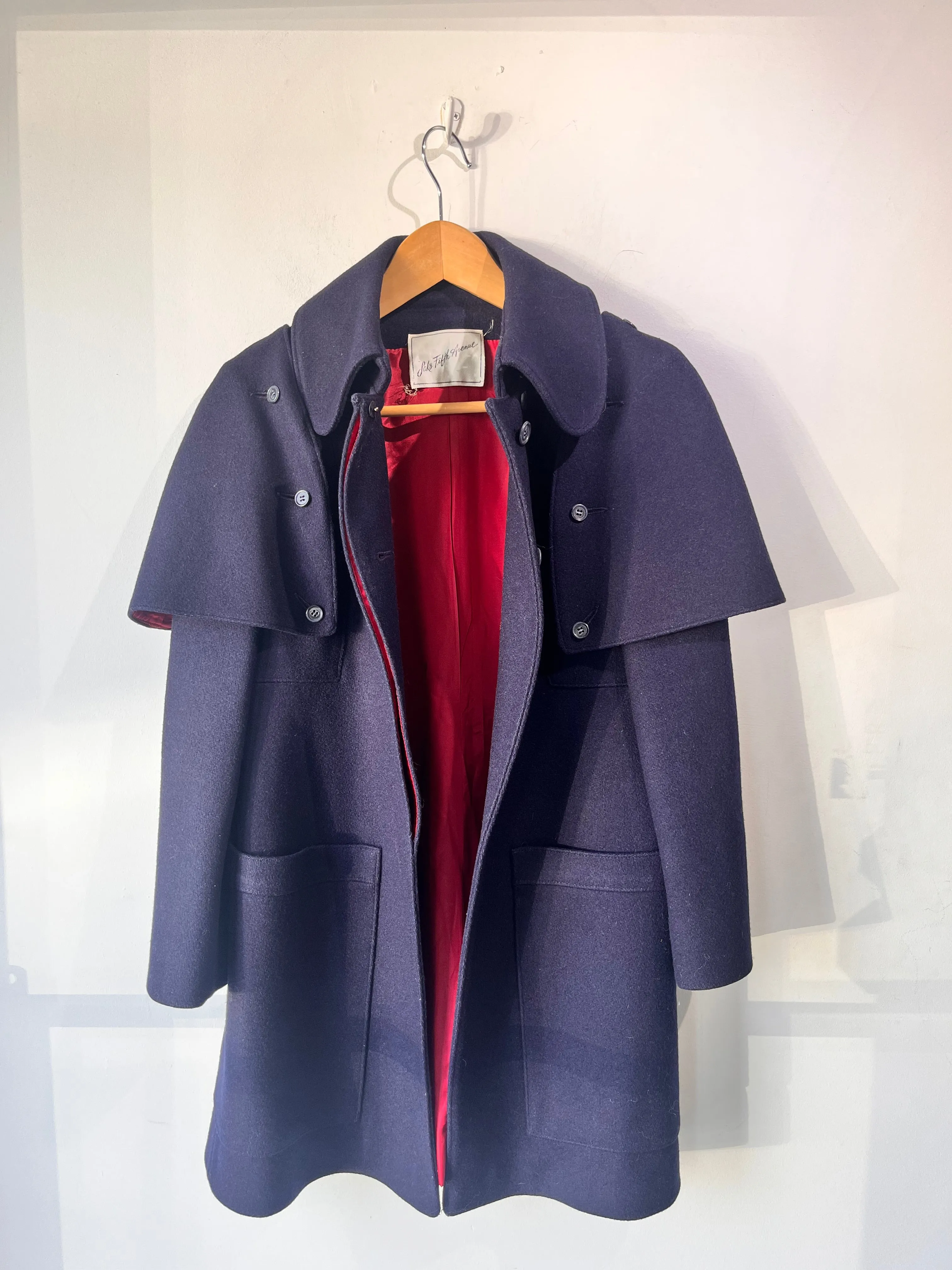 Saks Fifth Avenue Navy Wool Great Coat