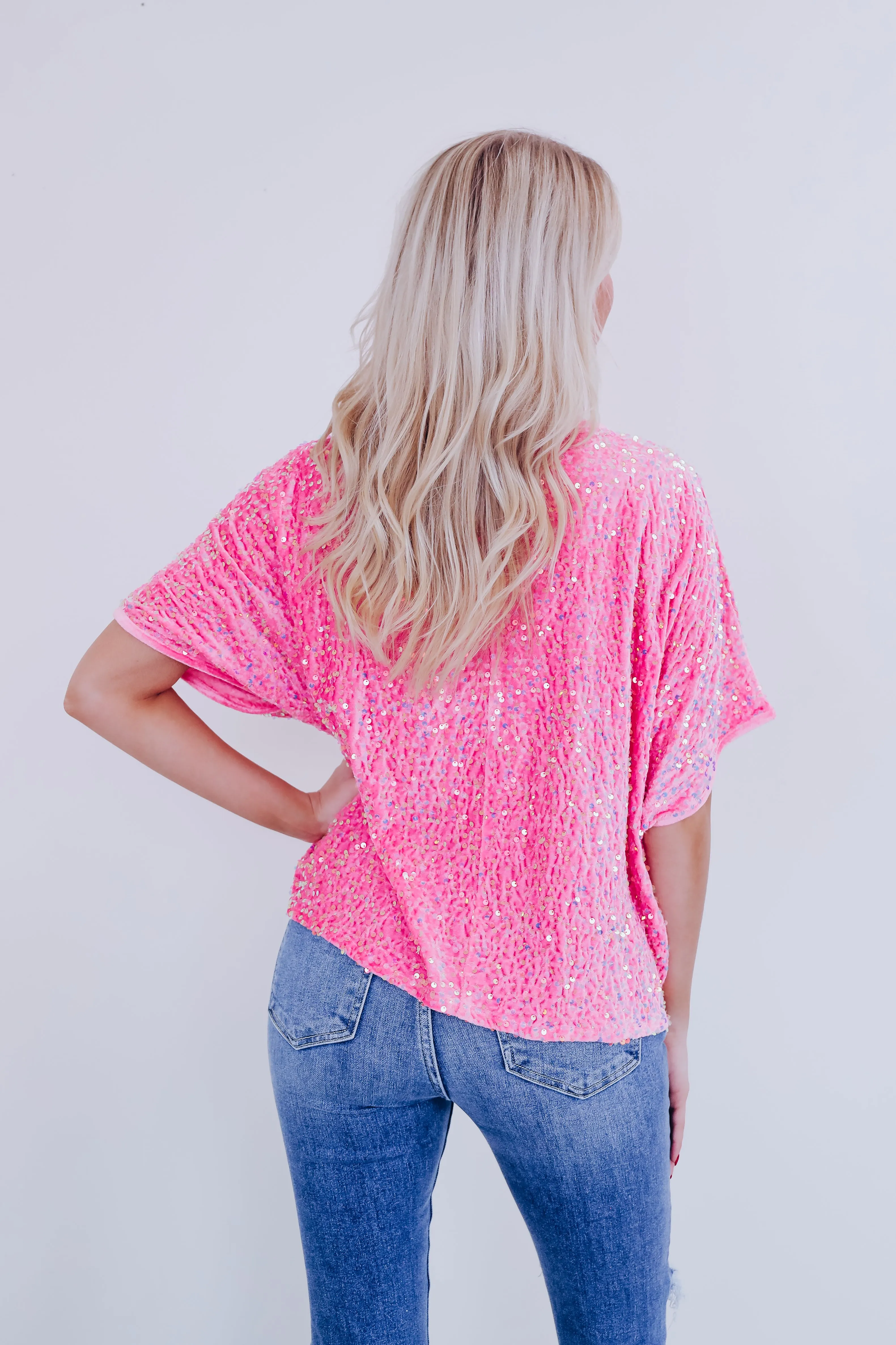 Sav Sequin N Velvet Top - Pink