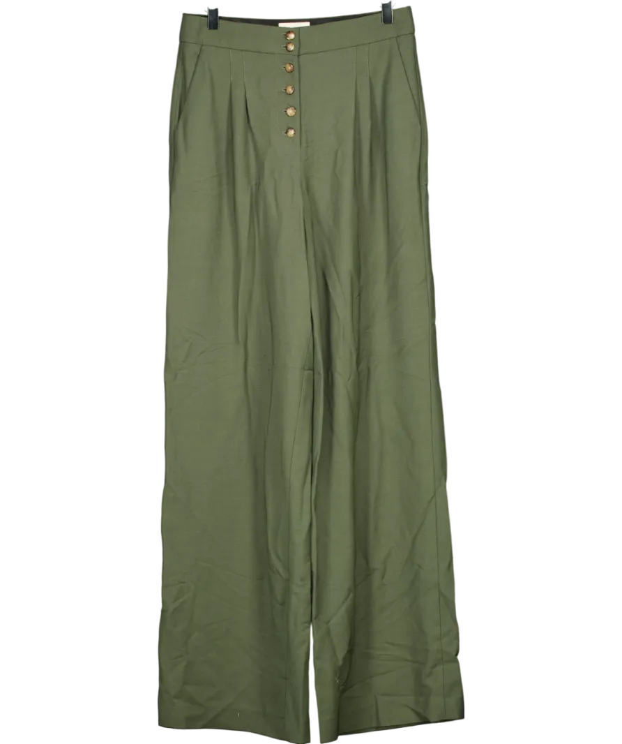Sezane Green Cesar Trousers  Dark Khaki UK 10