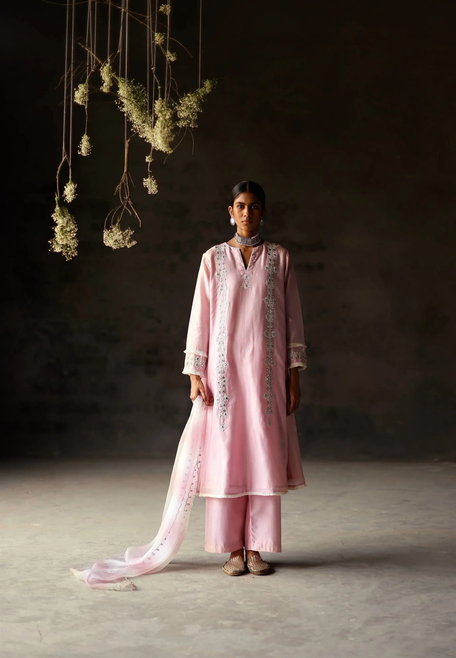 Shikha Mehta Kylie Jamuni Jaisika Kurta Set Chanderi Silk Lilac Paak Ss24-Smjk12