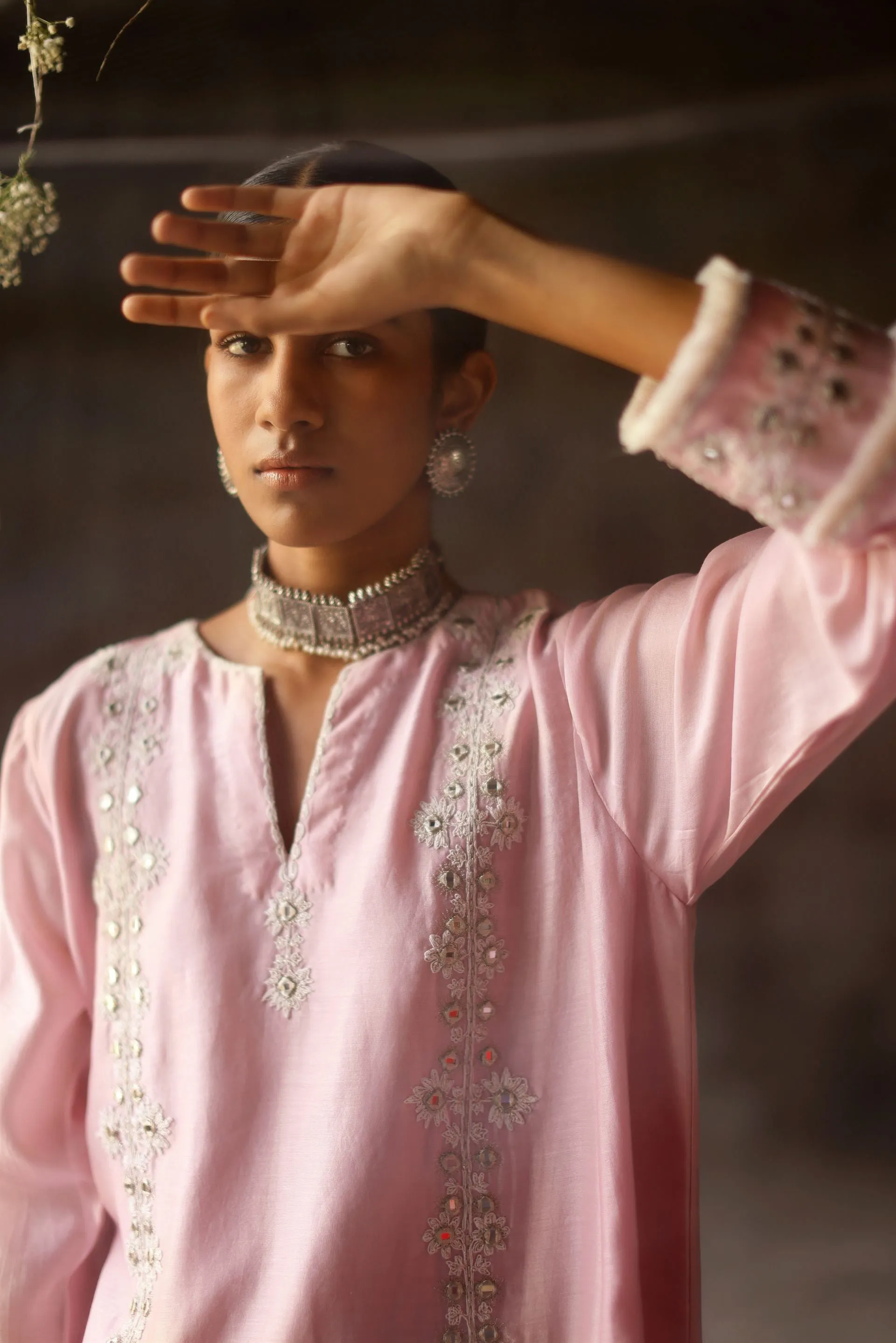 Shikha Mehta Kylie Jamuni Jaisika Kurta Set Chanderi Silk Lilac Paak Ss24-Smjk12