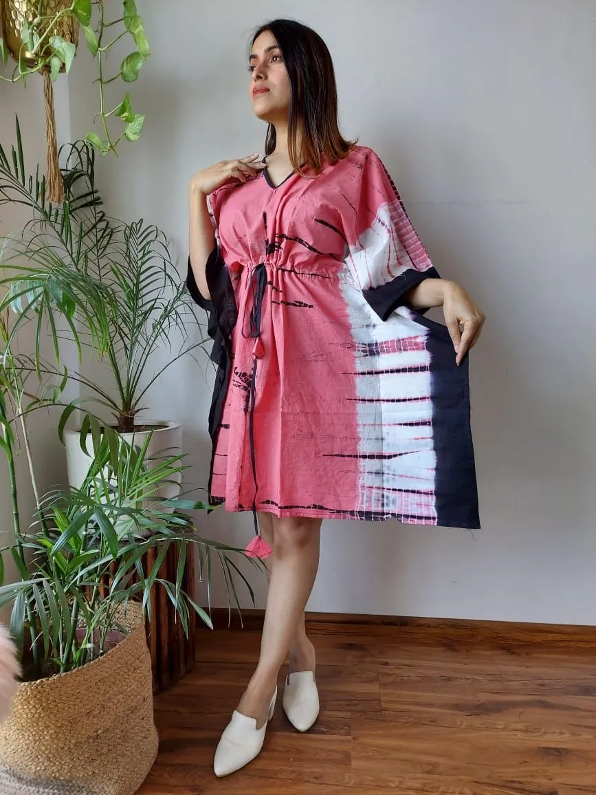 Short Cotton Kaftan in Pink