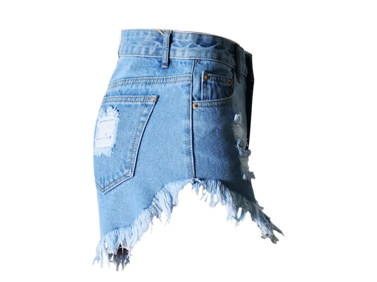 Shredded Cat Whiskers Denim High Waist Shorts