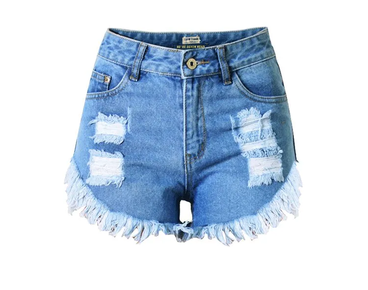 Shredded Cat Whiskers Denim High Waist Shorts