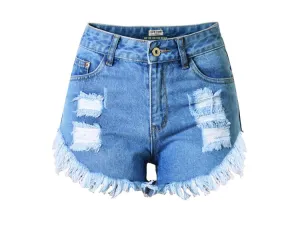 Shredded Cat Whiskers Denim High Waist Shorts