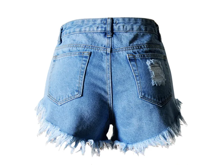 Shredded Cat Whiskers Denim High Waist Shorts