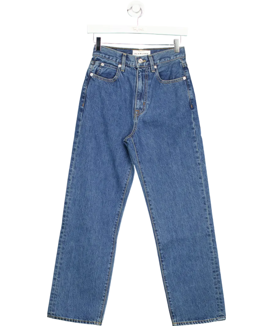 SLVRLAKE Blue London Crop High Rise Straight Leg Jeans W24