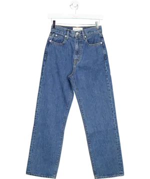SLVRLAKE Blue London Crop High Rise Straight Leg Jeans W24