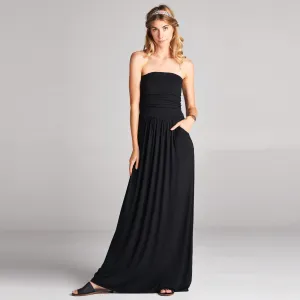 Solid Strapless Maxi Dress