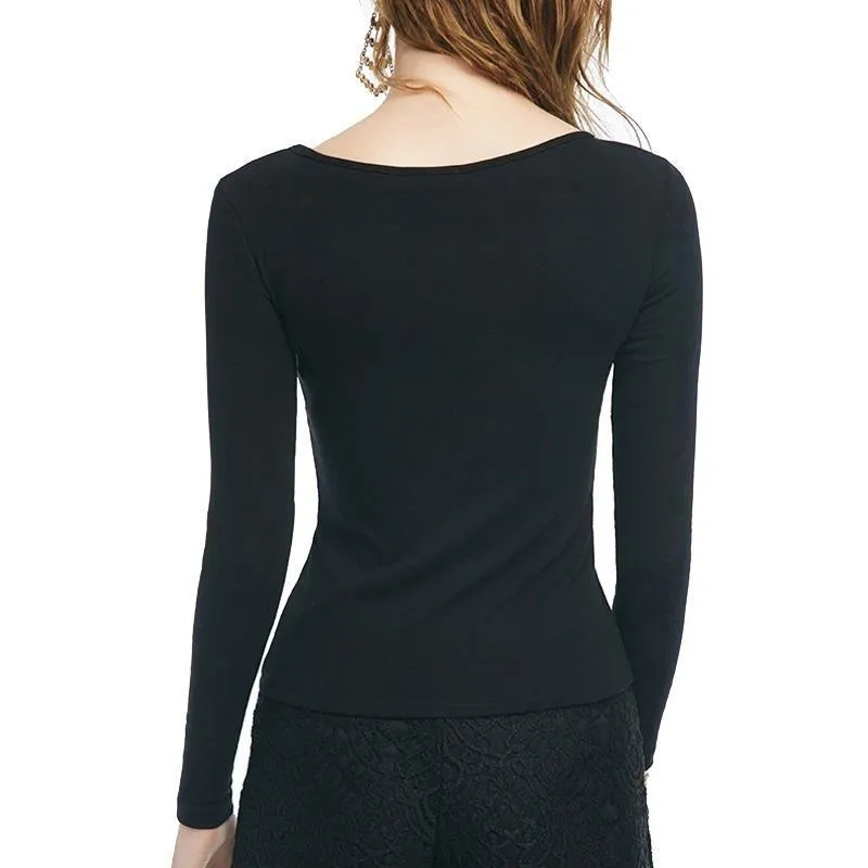 Solid Zip-Up V-Neck Shirt