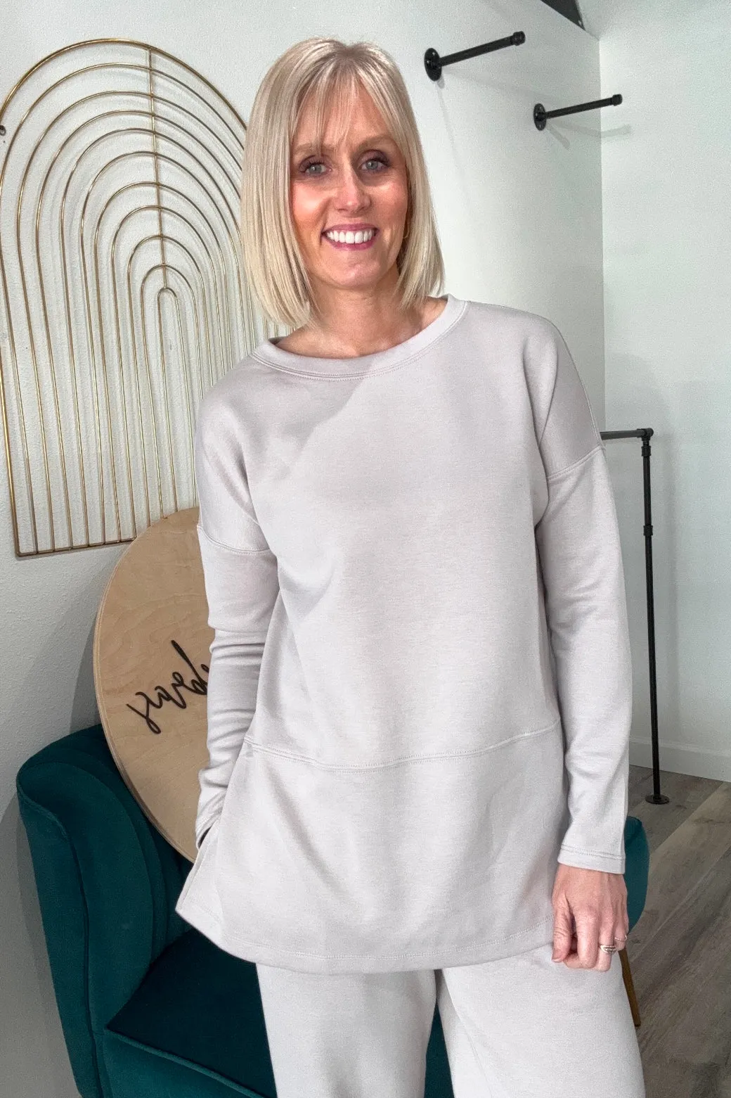 Stephanie Tunic Top   Straight Pants Travel Modal Set