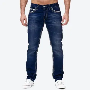 Straight Fit Contrast Stitch Denim Jeans