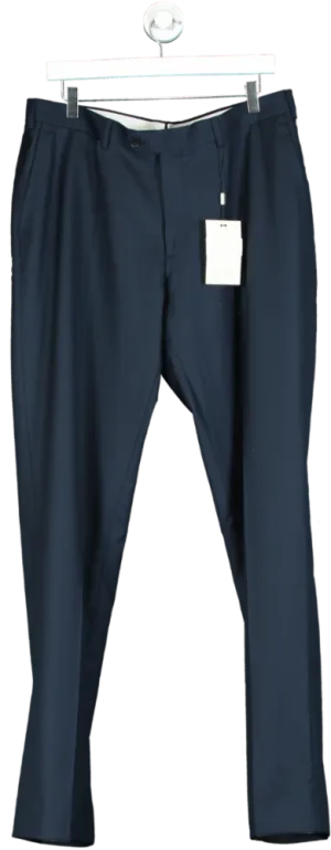 SuitSupply Blue Navy Slim Leg Straight Suit Trousers UK XL W38