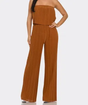 SUMMER BREEZE PLISS JUMPSUIT - MOCHA