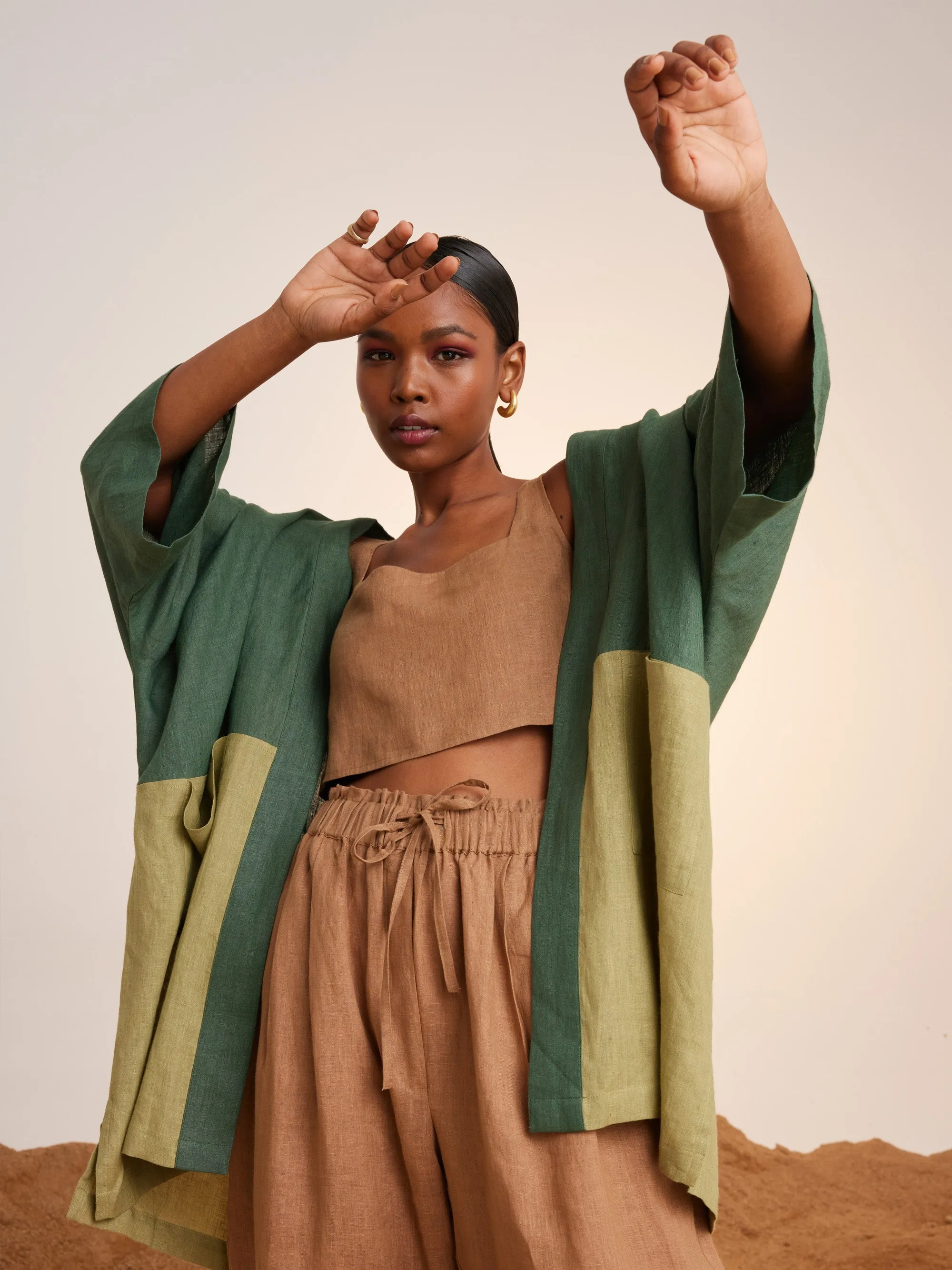 Summer Co-Ord Set Of 3 Cape June-Fern-Macha-Sand-Linen-Ss25-Jcs3-Fms-Cord